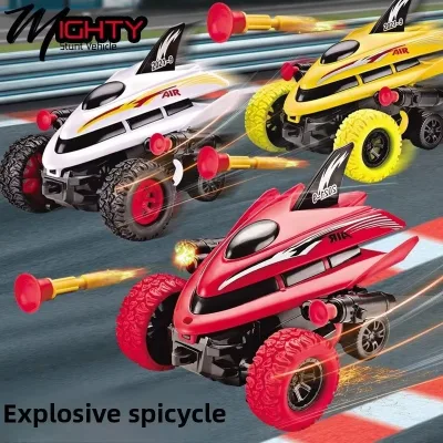 Cross Border Children's Plastic Stunt Car Friction-Powered Inertia Shark Head 360 Rotation Can Launch Shells Toy Vehicle