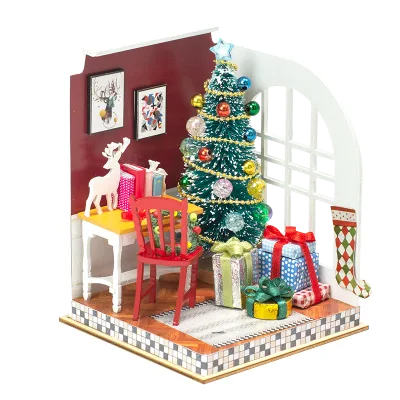 IIECREATE L-2208 DIY Wooden Puzzle Mini 3D Jingle Bell Doll House Fun Model Toy Kit with Assemble Experience