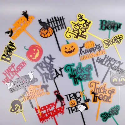 Acrylic Cake Decoration for Halloween DIY Double Inserted Card Spider Web Design for Dessert Table Not for Trick Treating