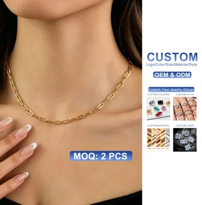 Customizable Classic AU750 18K Gold 45cm Long Cross Chain Necklace for Ladies' Everyday Wear Fine Jewelry Manufacturer Wholesale