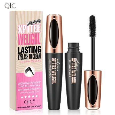 4D Silicone Brush Head with Silk Fiber Waterproof Volumizing Black Magic Mascara for Big Eyes Cream Long Thick Lashes Makeup