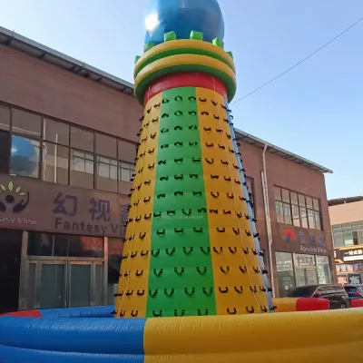 Custom Commercial Kids Amusement Park Adults Climbing Sports Games Outdoor Inflatable Rock Climbing Wall With Slide