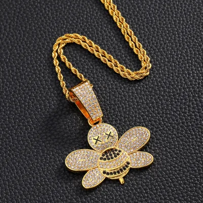 New Popular Design Cartoon Alloy Bee Pendant Necklace Hip-hop Style Unisex's Necklaces Fashionable Jewelry Wholesale