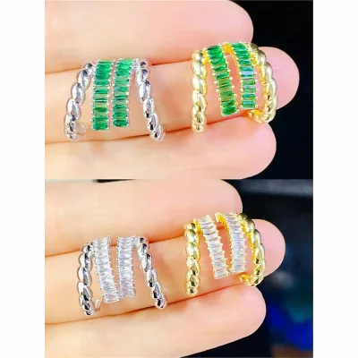 CH-CKE0666 Color cz micro pave earrings,Plating cz cuff earrings jewelry,Fashion cz women's jewelry wholesale