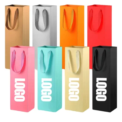 Large Luxury Deep Red Art Paper Handmade Screen Printed Customizable Biodegradable Goody Bags for Clothing Retail Packaging