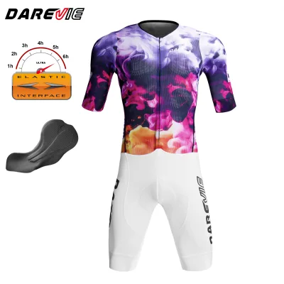 Darevie Factory OEM Design Breathable Professional Men's Racing Skin Suit Compression One Piece Cycling Skin Suits Italy EIT Pad