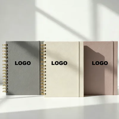 Custom Logo A5 Hardcover Spiral Notebook Multi Color Lined Paper Business Office Coil Writing Note Book Gift Stationery