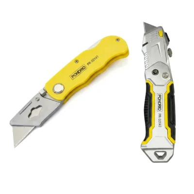 Heavy Duty Folding Utility Knife Quick Change Pocket Box Cutter Razor Sharp DIY SK5 Blade ABS Handle 5 Blades Carton Carpet
