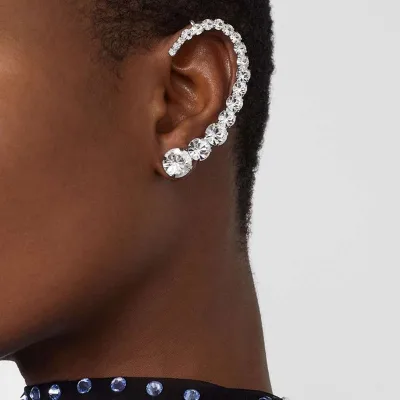 Hot Geometric Ear Hanging European and American Personality Simple Rhinestone Earrings High Sense Accessory Earrings