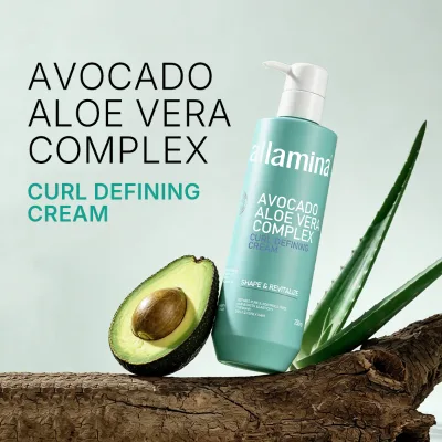 Pallamina Private Label Avocado Aloe Vera Curl Defining Cream for Curly Hair, No Crunch Hold, Frizz Control and Soft Shine