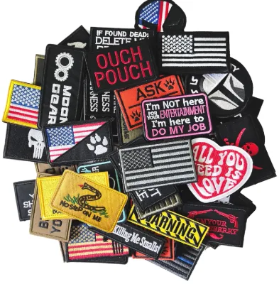Random, Full Embroidery Loop and Hook Patches Set for Caps, Bags, Backpacks, Vest, Uniforms,Tactical Gears