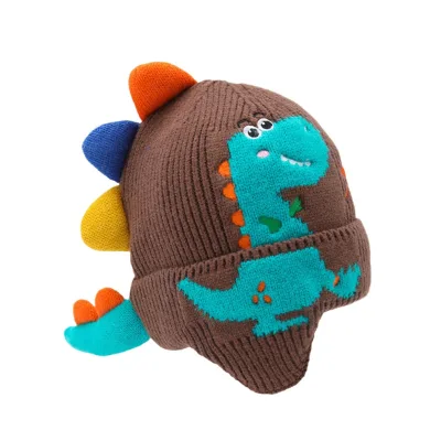 Factory Little Dinosaur Cartoon Baby Kids Knitted Hat Children Design Kawaii Cute Hat Wholesale