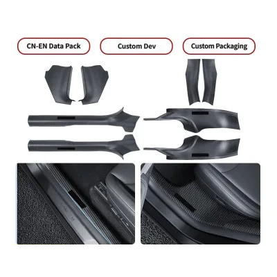 Sports Style PP Injection Door Sill Protector for Tesla Model Y 2019-2023 Easy Installation Carbon Fiber Texture Inner Threshold