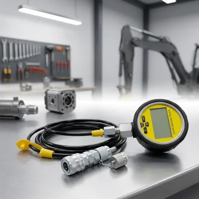CNXE Portable 700BAR Digital Manometer Kit HPT-10000PSI-KIT | M16*2 BSP Thread Fittings for Caterpillar Bobcat Excavator Repair