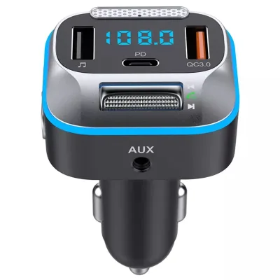 2023 HG Newest QC3.0+PD30W bluetooth 5.0 Transmitter Seven Colors Random for Car