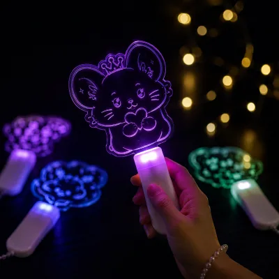 Custom Sticks Lightstick Factory Private Logo Customized Different Shape Seven Color Acrylic LED Light up Stick with Modes
