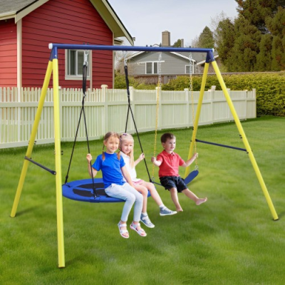 IUNNDS Children Play Outdoor Hanging Swing Square Tree Swing 1 Belt Seat Garden Metal Swing