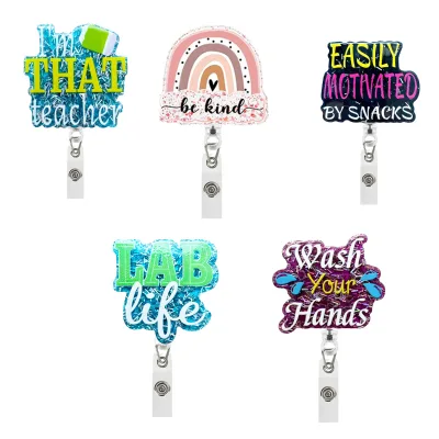 Retractable rainbow Nursing Name Tag Card Badge Holder Doctor RN LPN Medical Assistant Accessories Nurse Be Kind Badge Reel
