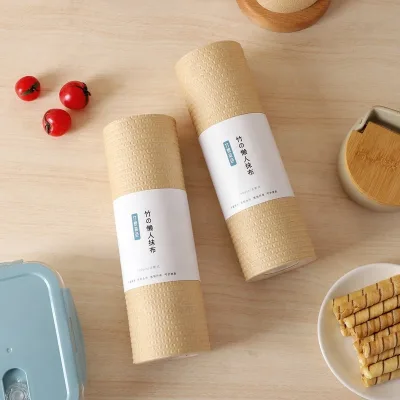 Bamboo Pulp Disposable Cleaning Cloth Embossed Kitchen Towel Dish Cloth for Kitchen Cleaning Household Product in Bag Packaging