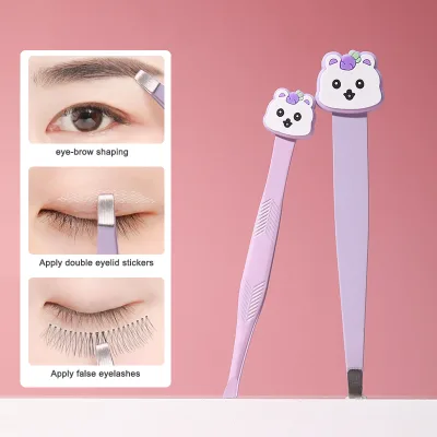 LMLTOP High Precision Slant Tip Eyebrow Tweezers Stainless Steel Non Slip Facial Ingrown Hair Removal Brow Plucker for Women Men