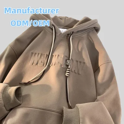 Custom Oversized Pullover 500GSM Hoodies for Men Manufacturers' Embossed Logo 3D Puff Printing ODM Supply for Autumn Season