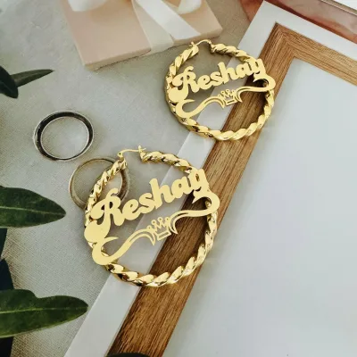 Women's Trendy Stainless Steel Hoop Earrings Gold Plated Custom Name Letter Personalized Dropshipping Jewelry