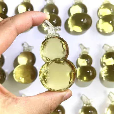 High Quality Natural Gemstone Healing Crystal Carving Stones Yellow Quartz Citrine Gourd for Gifts