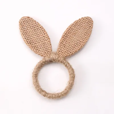 New Handmade Knitted Rabbit Ear Napkin Ring Hotel Western Restaurant Table Napkin Holder Easter Napkin
