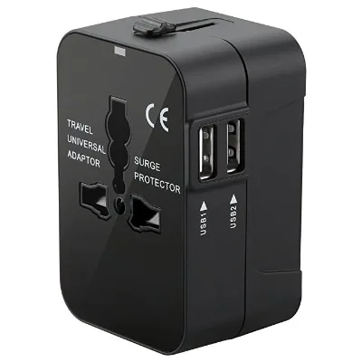 2023 Hot Sale EU USA UK AUS Plugs All in One With 2 USB Universal Travel Adapter