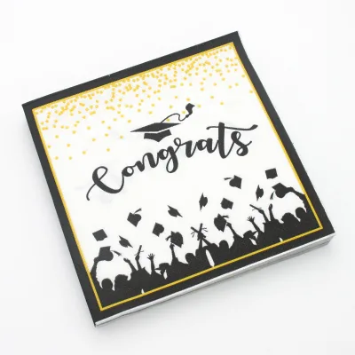 20pcs 33x33cm Graduation Season Theme Congrats Grad Disposable Napkins Paper Tissues for DIY Party Decoration Supplies
