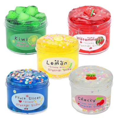 Jumon 70ml Clear Slime Crystal Putty Soft Jelly Clay Fluffy DIY Rubber Clay Stretchy Toy Cotton Candy Stress Relief for Kids