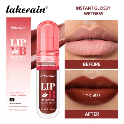 Lakerain Vitamin B Red Tinted Lip Gloss Shimmer Glitter Vegan CrueltyFree Lip Balm Private Label Low MOQ Wholesale Lip Makeup