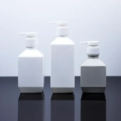 Four Square Plastic Pe Body Wash Cosmetic Lotion Bottles With Gel Soap Dispenser Pump