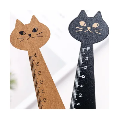 Creative Cartoon Drawing Ruler Cute Wooden Eco Retro Stationery Ruler School Supplies