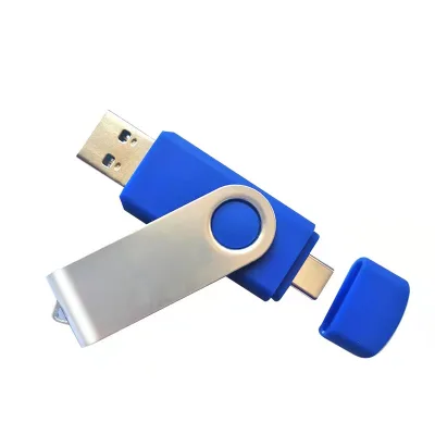 Factory Wholesale 2-in-1 OTG Type-C Aluminum USB Flash Drive 4GB-64GB Hi-Speed USB 2.0 Smartphone Compatible