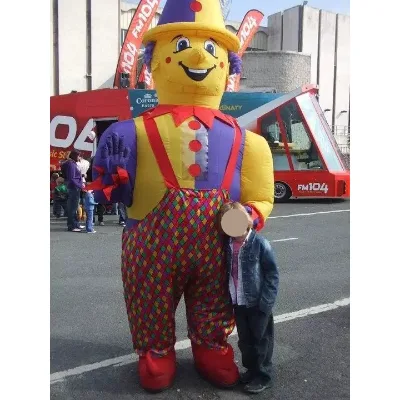 Adult Wearable Inflatable Cartoon Clown Costume Colorful Diamond Pattern Inflatable Mascot Outfit for Event Advertising Show