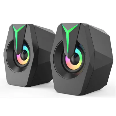 Black Mini USB Powered Wired 2.0 Gaming Music Speaker for Desktop Laptop PC