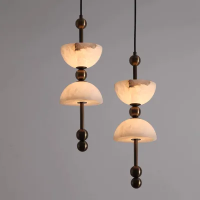 wabi sabi Vintage Wabi-Sabi Model Room Hotel Spanish Marble Chandelier Bedroom Bedside Background Wall Dining Room Entrance Bar Lamp