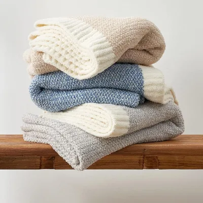 Nordic Knitted Throw Blanket High Quality Soft Polyester Woven Blanket for Bed Sofa Chair Travel