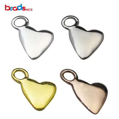 Beaadsnice Sterling silver heart disc with ring heart stamp disc charm 18 gauge, 9X8x1mm, hole: 2mm, sold by PC, ID 30482