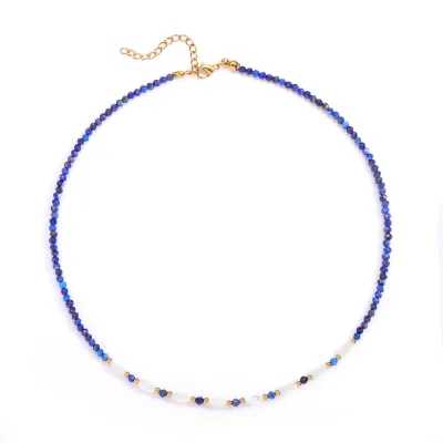 Bohemian Ethnic Style Mini Faceted Crystal Healing Beaded Natural Turquoise Natural Stone Beaded Necklace for Women