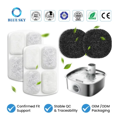 Replacement Pet Water Fountain Filter with Pump Sponge Compatible with FEELNEEDY FN-W18 Dog and Cat Water Fountain