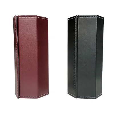 Cigar Humidor Leather Travel Cigars with Glasstop Cherry Matt