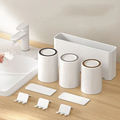 New Home Bathroom Wall-Mounted Storage Set Multi-Functional Automatic Toothpaste Dispenser & Toothbrush Holder