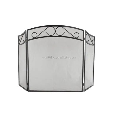 Fireplace Screen Metal Curved Top Thin Line Round Decorative Mesh Fire Spark Large Flat Guard Gate Cover