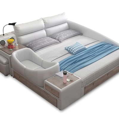 Bedroom Furniture Fabric Bed With Speaker Usb Charger Smart Bed