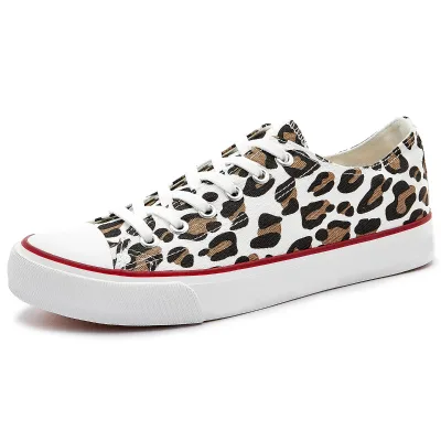 Wholesale Trendy Leopard Canvas Shoes for Men Classic Low Top Vulcanize Sneakers Lightweight for Autumn Season