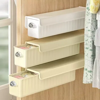 W105 Item Rectangle Plastic-Covered Modern Drawer for Storing Underwear Socks Separate Compartments Light Weight Easy Hang Wall