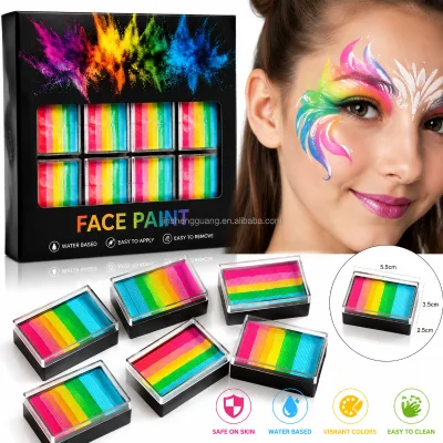 Neon Body Art Water Activated Liner Halloween Palette Face Painting Kit Professional Clown Makeup UV Paint Pinturas Faciales