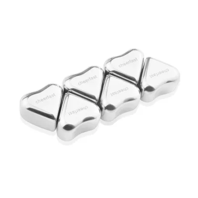 Most Popular Heart Shaped Stainless Steel Whiskey Stones Excellent Silver Ice Cubes for Housewarming New Perfect Gift